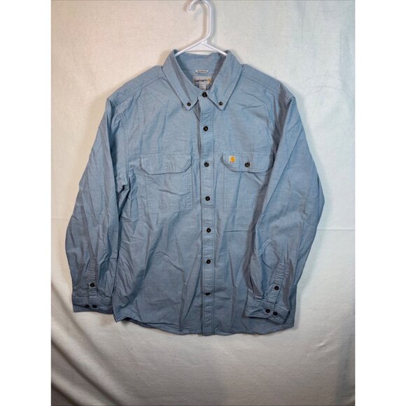 Carhartt Mens Relaxed Fit Chambray Shirt L Blue Long Sleeve - Picture 1 of 15